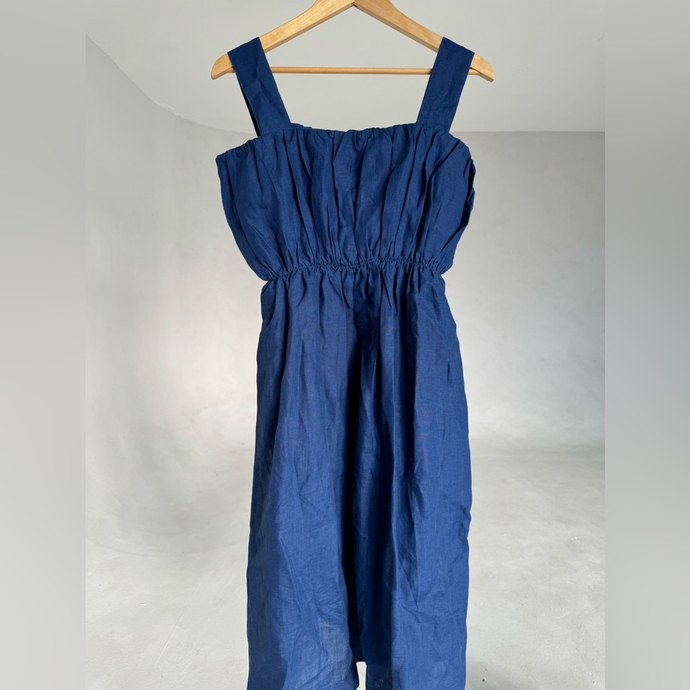 Blue linens midi dress